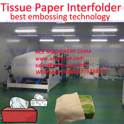 Taiwan Design High Speed Automatic Interfold Facial Tissue Paper Machinery With Steel To Steel Embossing